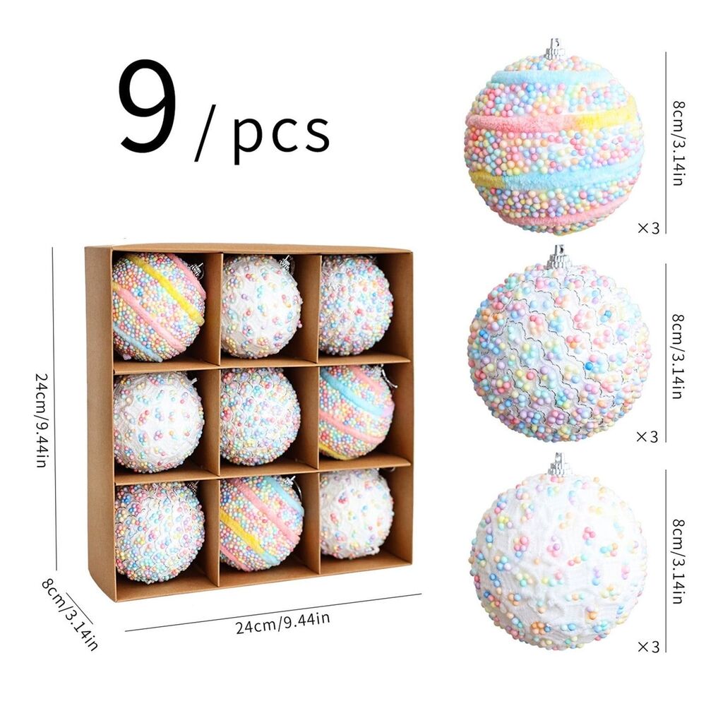 Nazada Set of 9 3" Christmas Candy Color Pastel Macaron Shatterproof Foam Balls - Picture 7 of 11